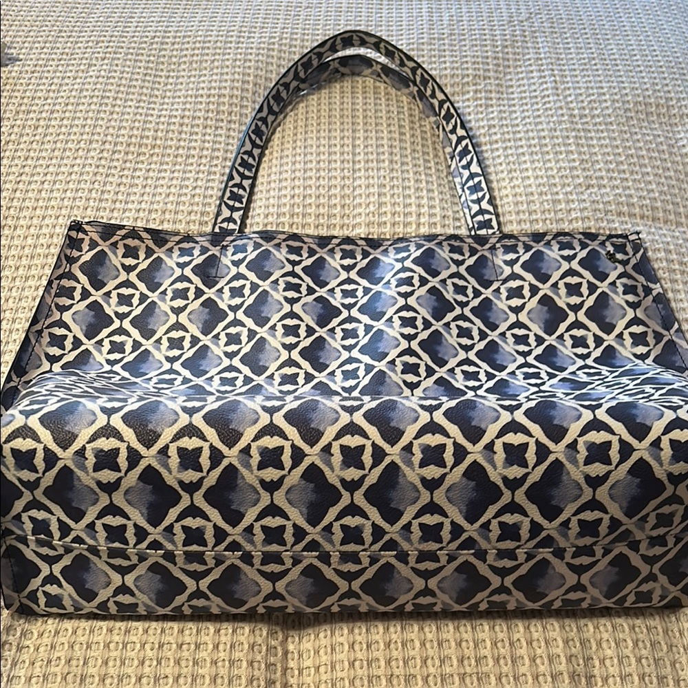 Stylish Blue and Cream Tote Bag